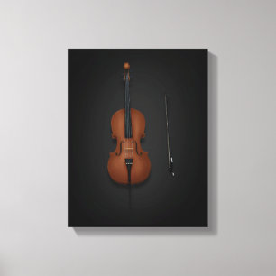 Cello & Bow Side vid sida på svartarbetsytan 11 x Canvastryck