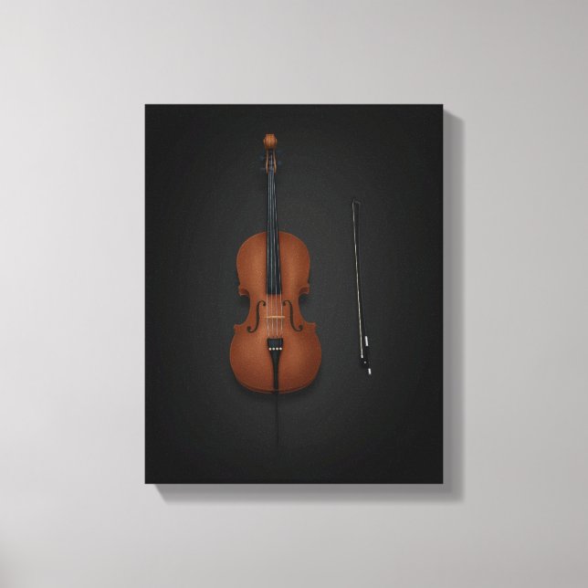 Cello & Bow Side vid sida på svartarbetsytan 11 x  Canvastryck (Framsida)