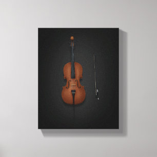 Cello & Bow Side vid sida på svartarbetsytan 8 x 1 Canvastryck