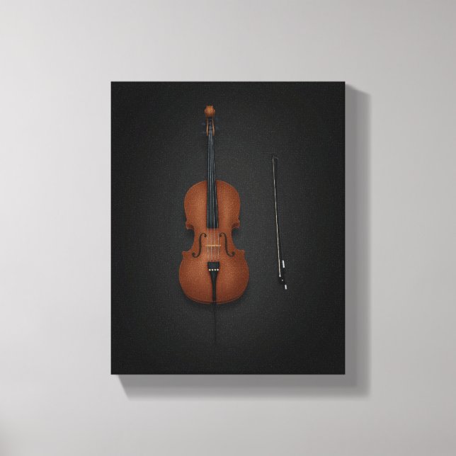 Cello & Bow Side vid sida på svartarbetsytan 8 x 1 Canvastryck (Framsida)