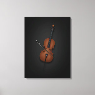 Cello & Bow Side vid sidan 18 x 24 Black Canvastryck