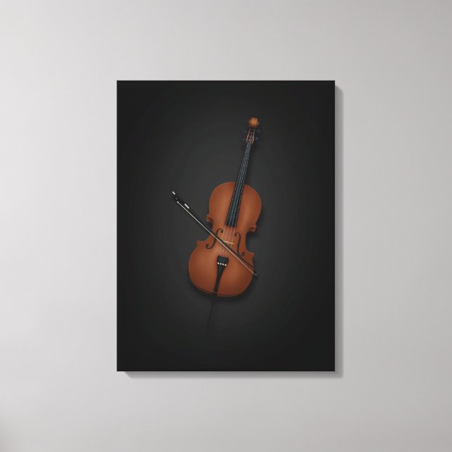 Cello & Bow Side vid sidan 18 x 24 Black Canvastryck (Framsida)