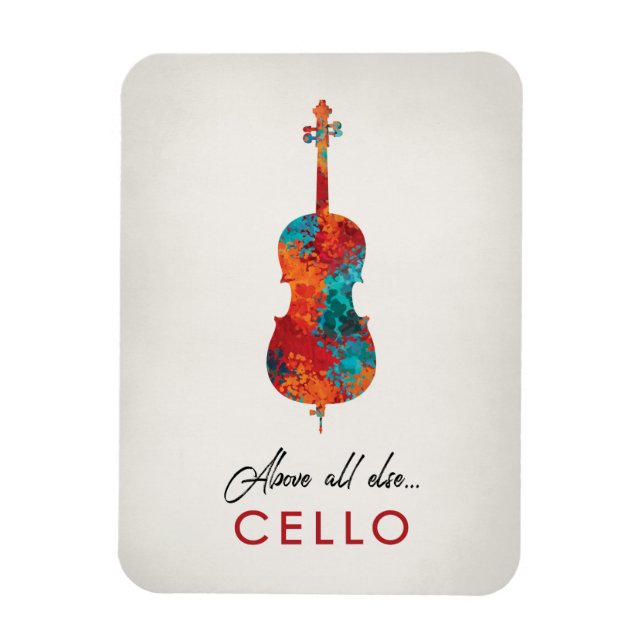Cello - Bright Colorful Music Magnet (Vertikal)