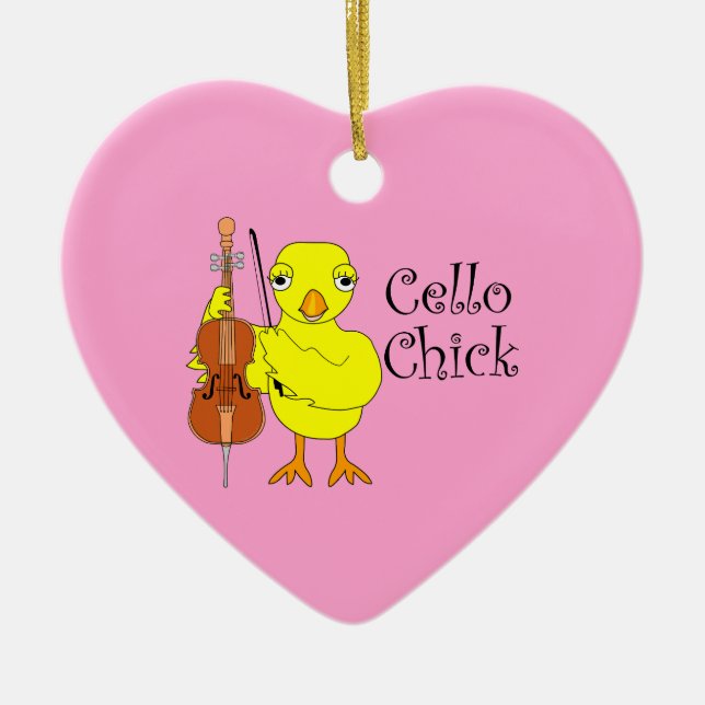 Cello Chick Text Julgransprydnad Keramik (Framsidan)