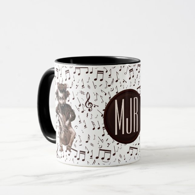 Cello Chops | Vintage Musician | Monogrammad Mugg (Framsida vänster)