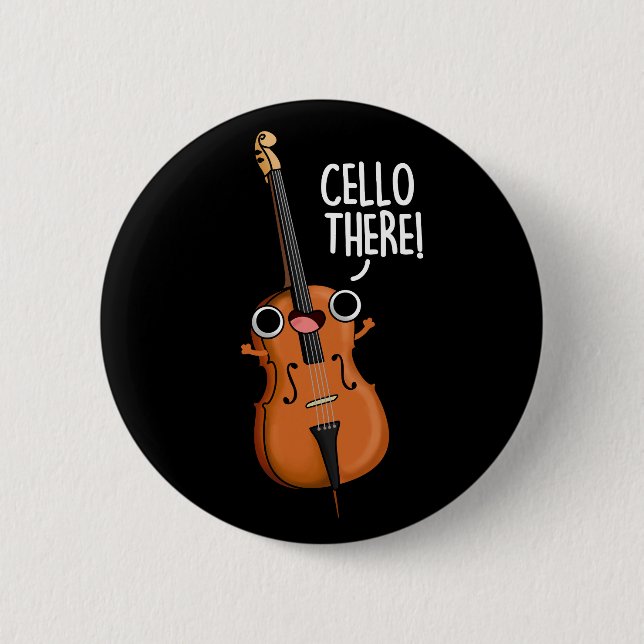 Cello Där Funny Music Pun Mörk BG Knapp (Framsida)