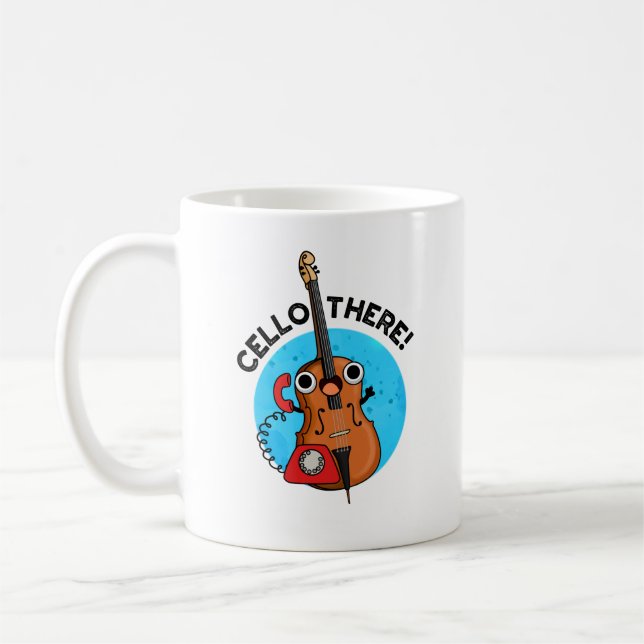 Cello Där Funny Telefon Pun Kaffemugg (Vänster)