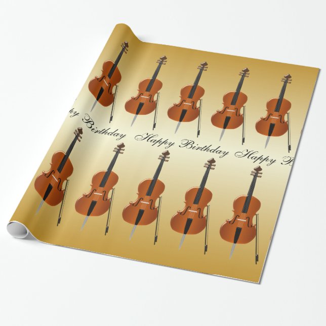 Cello Födelsedag Presentpapper (Utrullad)