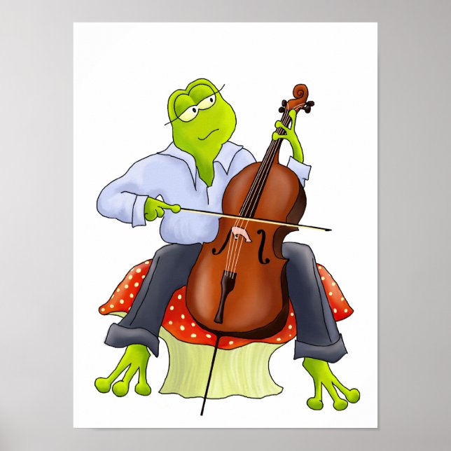 Cello Frog Art Print Poster (Framsidan)