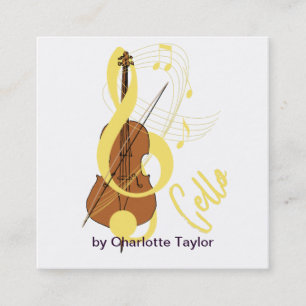 Cello Graphic Musician Music Theme Fyrkantigt Visitkort