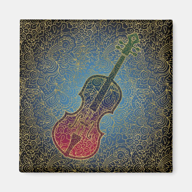Cello Guld Filigree - Colorful Music Magnet (Framsidan)