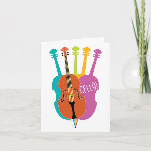 Cello Hej Musical Instruments färgstarka antecknin Kort