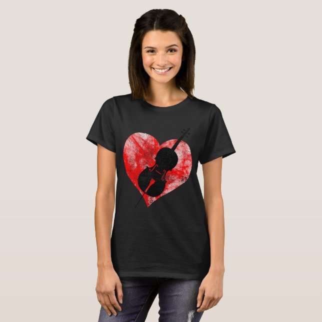 Cello Herz Liebe T Shirt (Hel framsida)