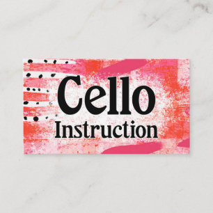 Cello Instruction Lessons Affärskorts Shock rosa Visitkort