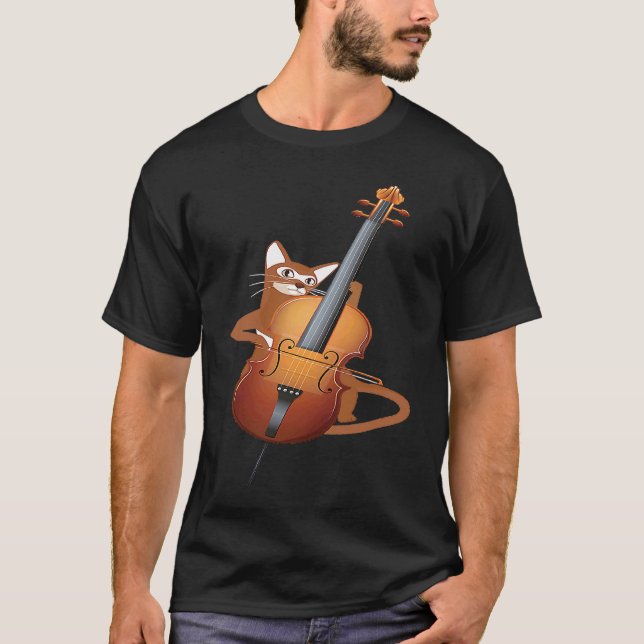 Cello Kattorkester Klassisk Musik Strängar Cellist T Shirt (Framsida)