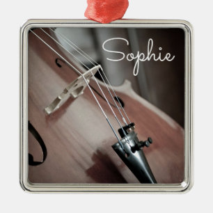Cello klassiskt musiksträngat instrument namn julgransprydnad metall