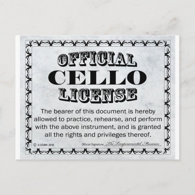 Cello License Vykort (Framsida)