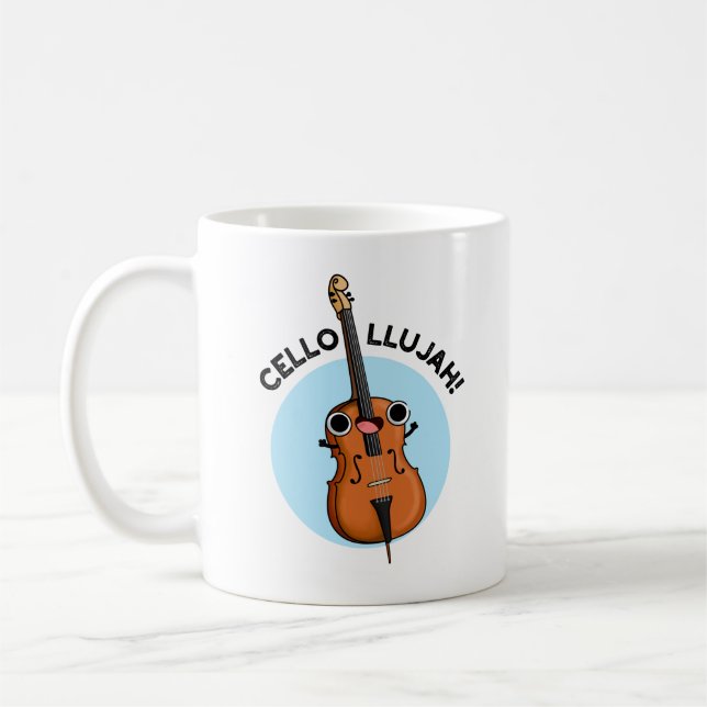 Cello-llujah Funny Cello Pun Kaffemugg (Vänster)