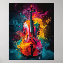 Cello med exploderande färg poster