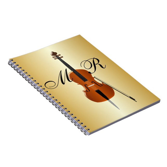 Cello med monogram anteckningsbok med spiral (Högra Sidan)
