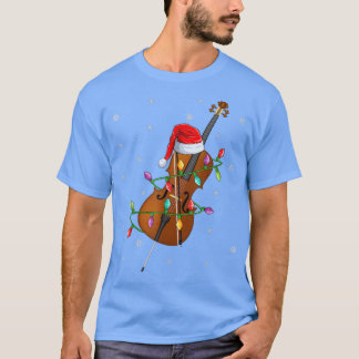 Cello Music Älskare Julafton Ljus Santa Cello Chri T Shirt