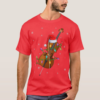 Cello Music Älskare Julafton Ljus Santa Cello Chri T Shirt