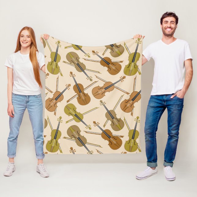 Cello Music Instrument Mönster Fleecefilt (På plats)