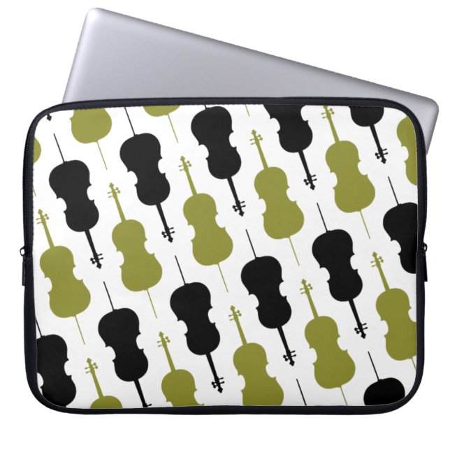 Cello Musical Mönster Laptop Sleeve (Framsidan)