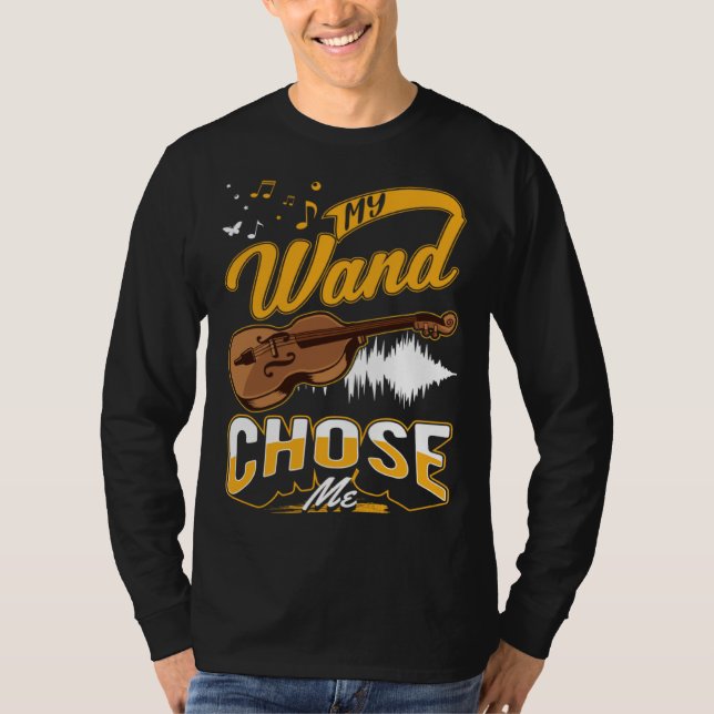 Cello My wand chose me Cellist Cello T Shirt (Framsida)