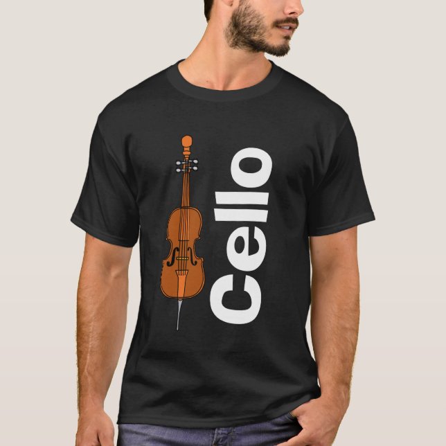 Cello och White Text T Shirt (Framsida)