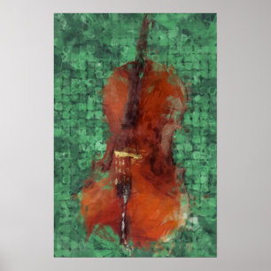 Cello On Grönt Poster