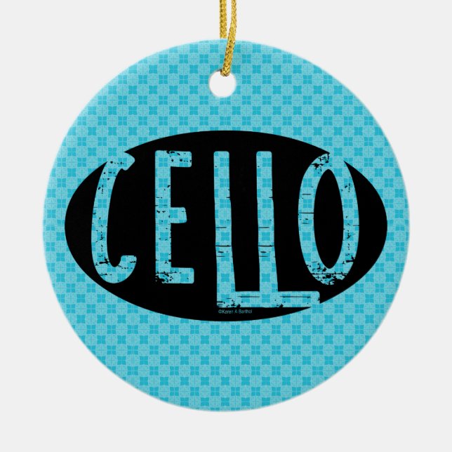 Cello Oval Rough Text Julgransprydnad Keramik (Framsidan)