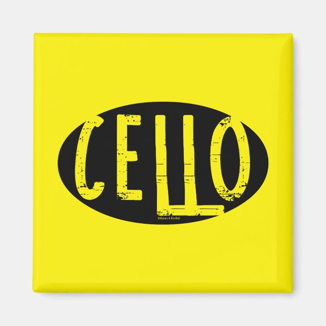 Cello Oval Rough Text Magnet (Framsidan)