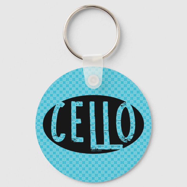 Cello Oval Rough Text Nyckelring (Framsida)