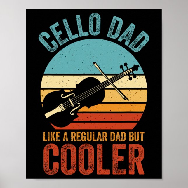 Cello Pappa som en vanlig Pappa Funny Cello Älskar Poster (Framsidan)