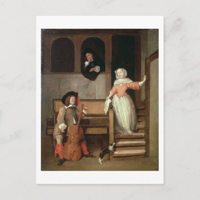 Cello Player, c.1700 (olja på arbetsyta) Vykort (Framsida)