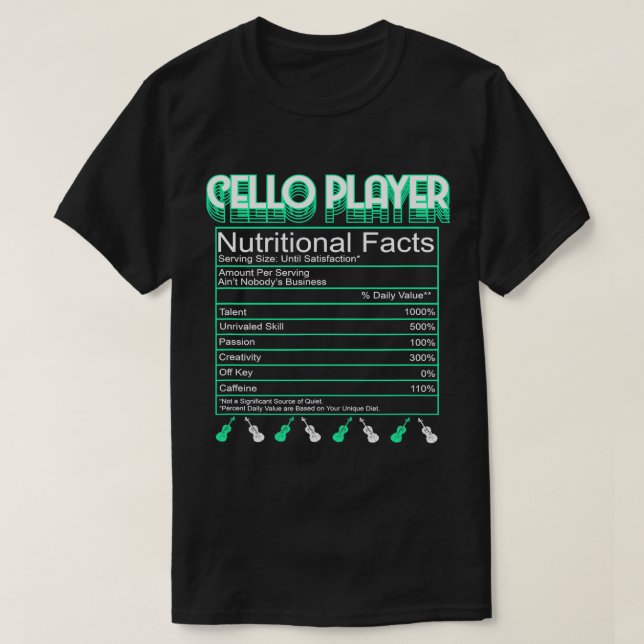 Cello Player Nutritional Facts Orchestra Music Cel T Shirt (Design framsida)