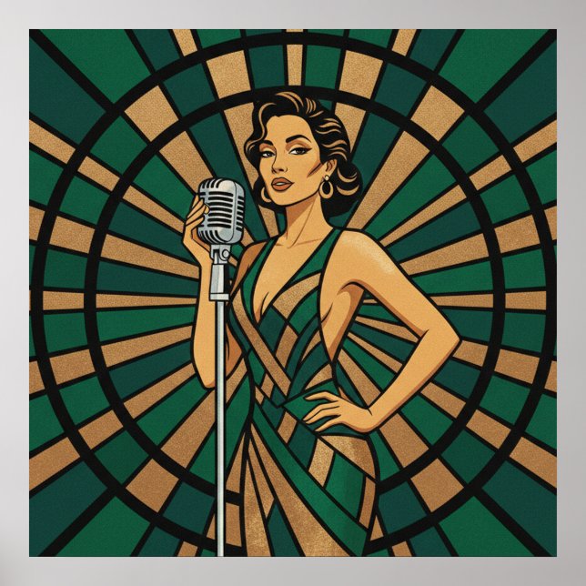 Cello Player Poster Elegant Stained Glass Music  (Framsidan)