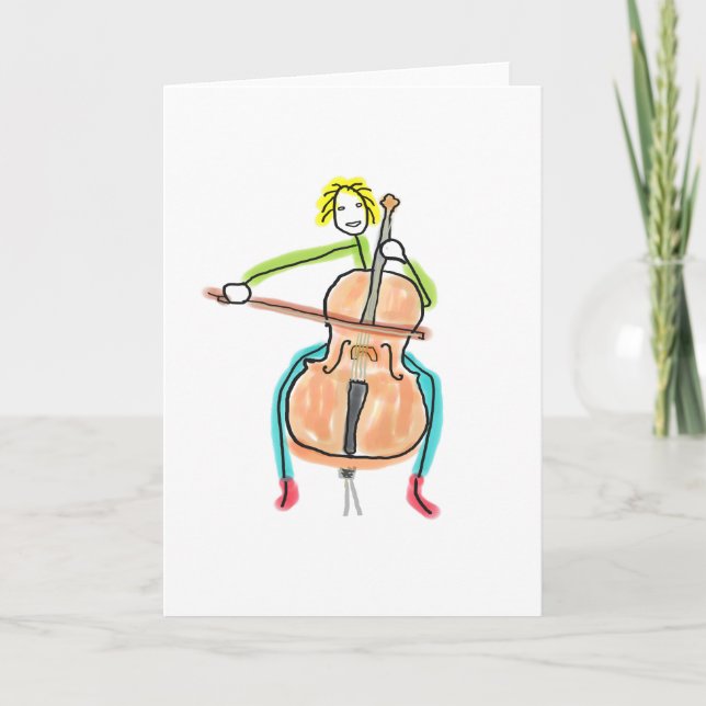 Cello Playing Stickman Kort (Framsida)