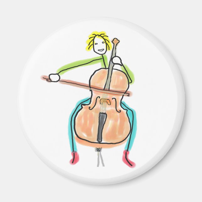 Cello Playing Stickman Magnet (Framsidan)