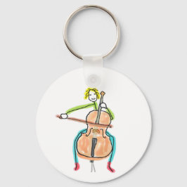 Cello Playing Stickman Nyckelring