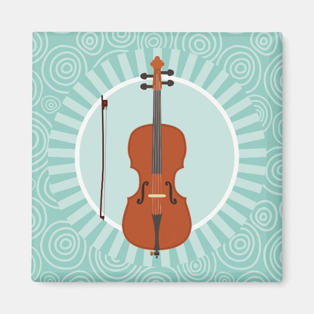 Cello Roligt Turcouise Swirl Music Magnet (Framsidan)