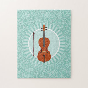 Cello Roligt Turcouise Swirl Music Pussel