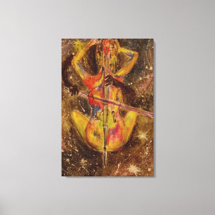 Cello Rymdsonat Akvarell Art Målning Canvastryck