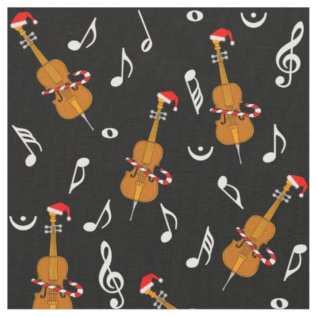 Cello Santa Hat Musik noter Tyg (Närbild)