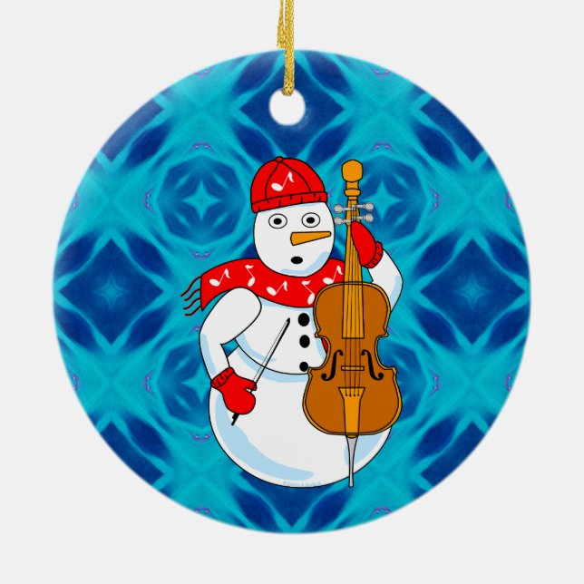 Cello Snögubbe Julgransprydnad Keramik (Baksidan)