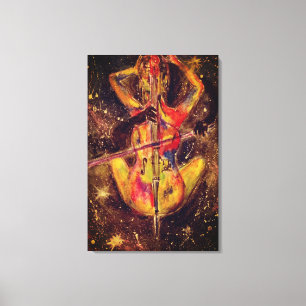 Cello Space Sonata Canvastryck Kvinna med cello