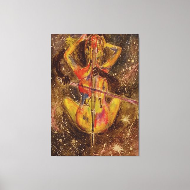 Cello Space Sonata-Kanvastrycket - Abstrakt Painti Canvastryck (Framsida)