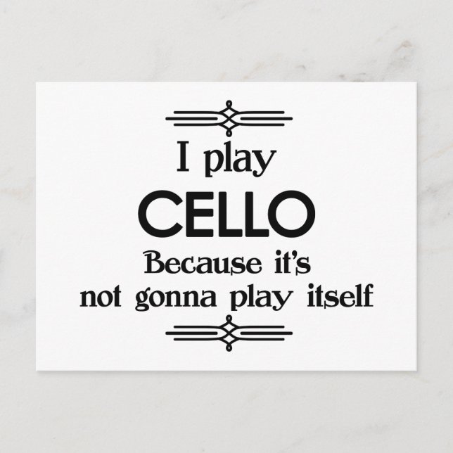 Cello - Spela Själv Rolig Deco Musik Vykort (Framsida)