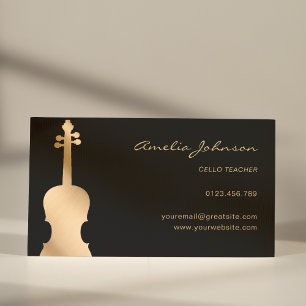 Cello Teacher Elegant Guld&Black Visitkort